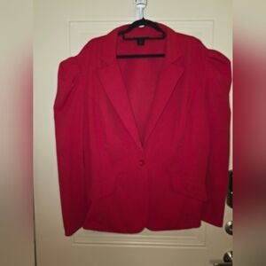 Ashley Stewart Vibrant Red Blazer Plus, Holiday Ready